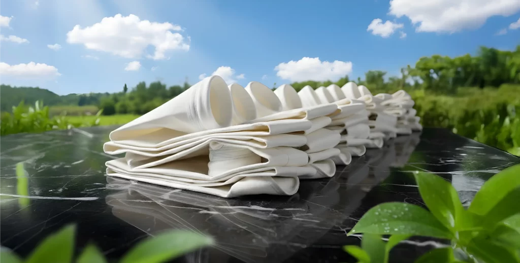 Industrial Filter Bags on a stone platform in the forest