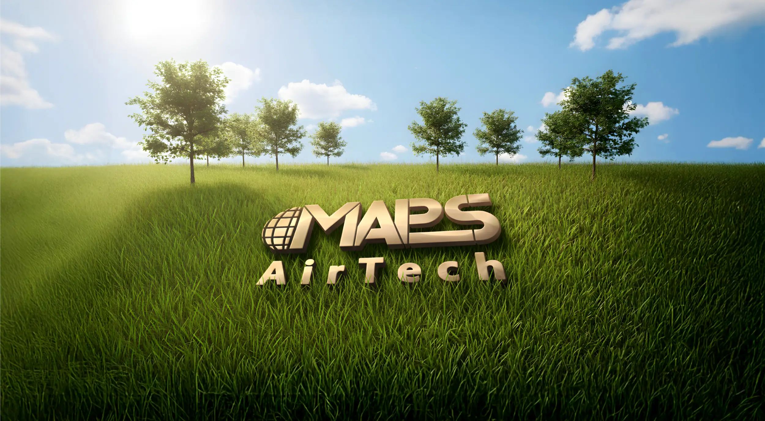 The logo of MAPS AirTech, a provider of air filtration services, products and systems, on the lawns.